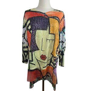 Katharina Marie Abstract Girl AOP Tunic Top XL Pop Art Colorblock Picasso Style